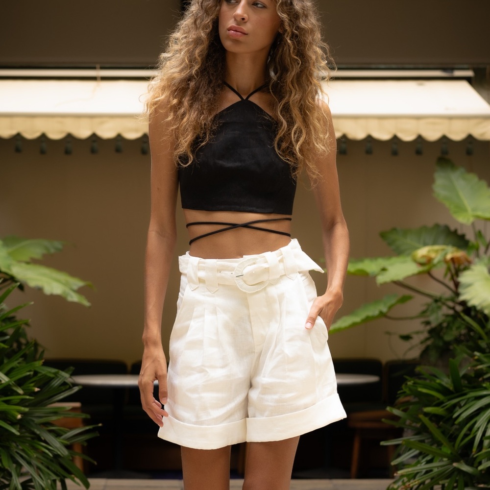 ASTR the Label Black Strappy Crop Top